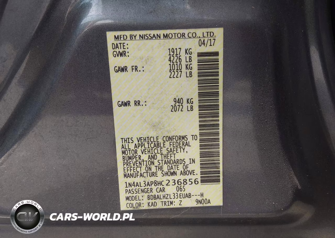 2017 Nissan Altima 2.5 Sr VIN:1N4AL3AP8HC236856 - 9