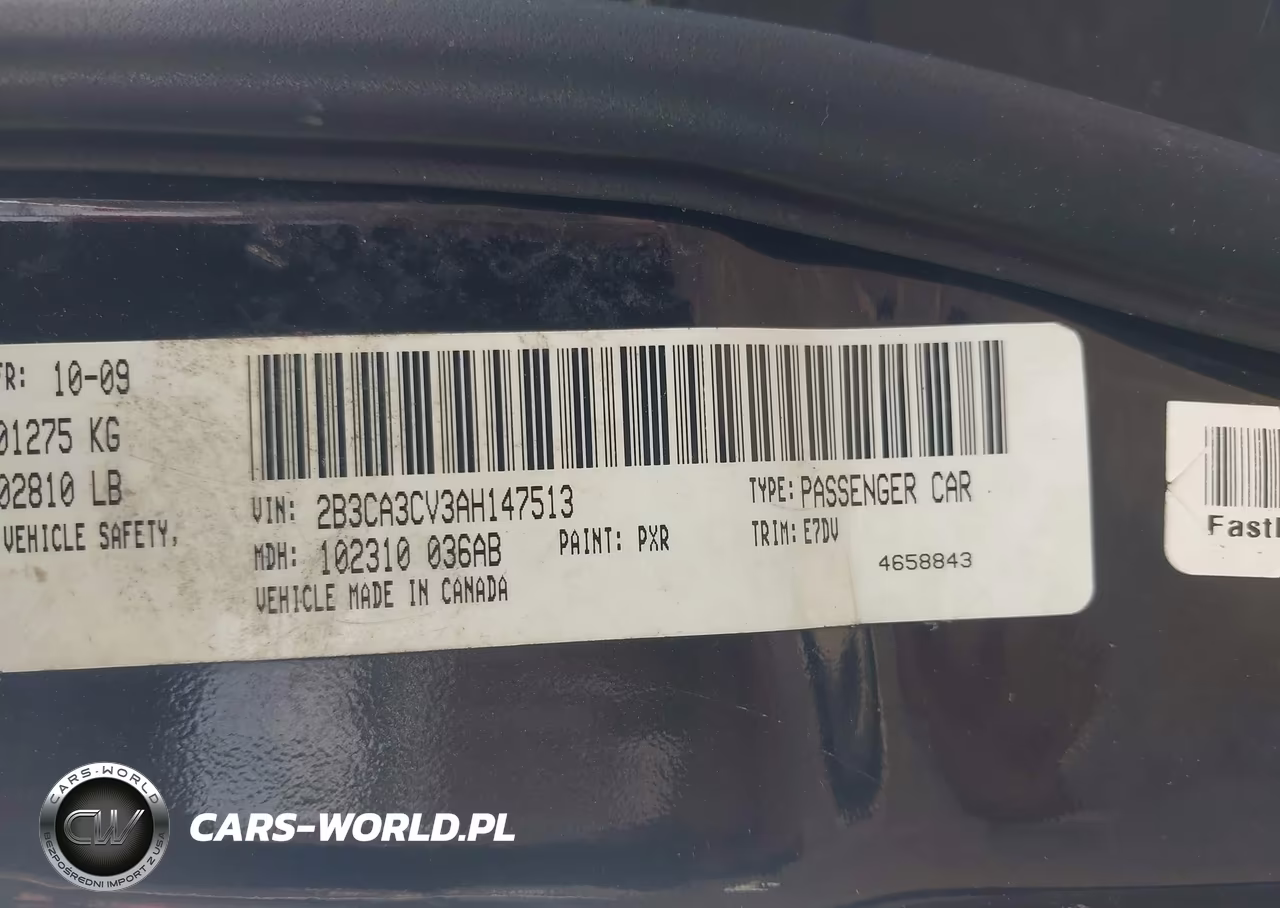 2010 Dodge Charger Sxt VIN:2B3CA3CV3AH147513 - 9