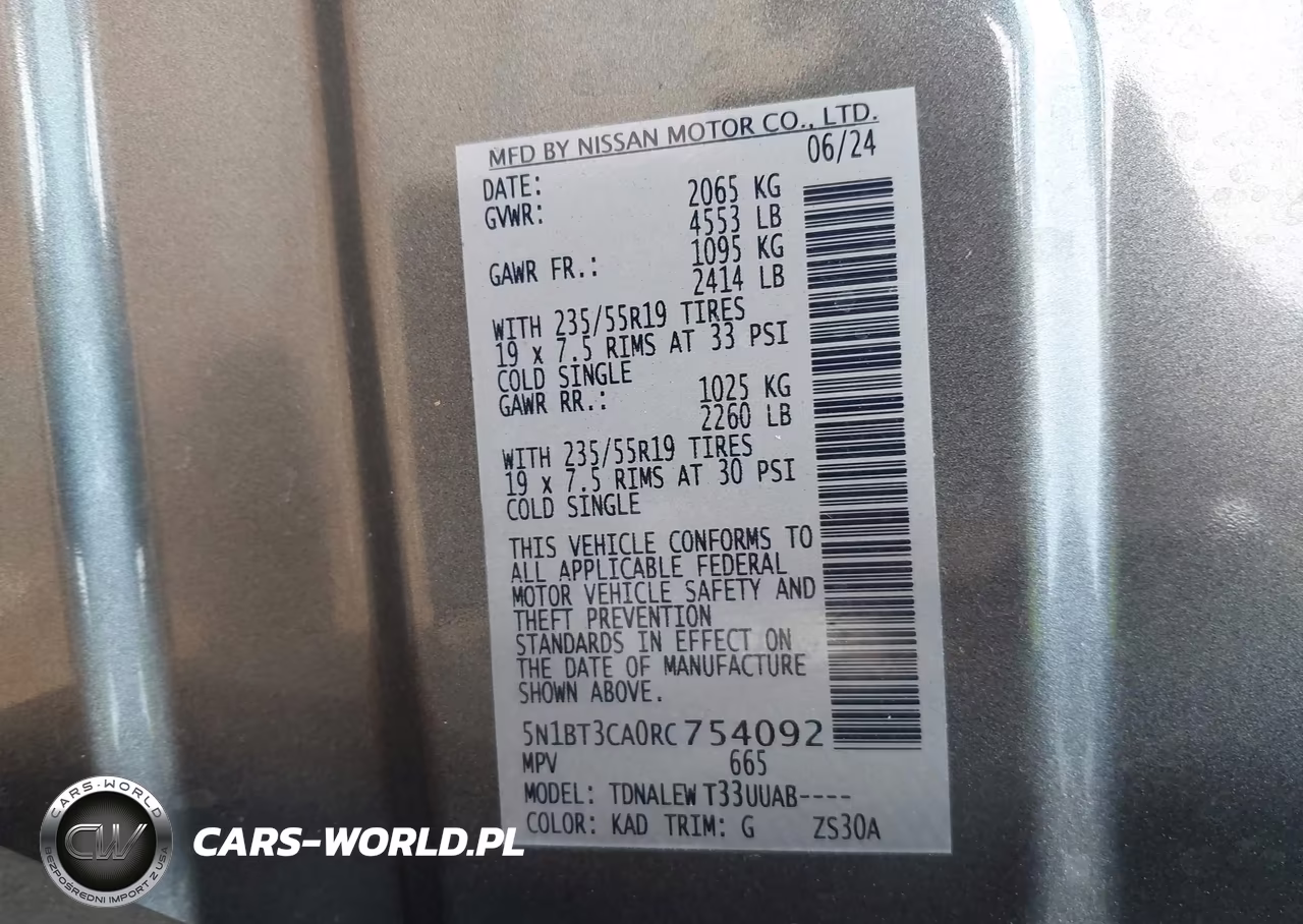 2024 Nissan Rogue Sl Fwd VIN:5N1BT3CA0RC754092 - 9