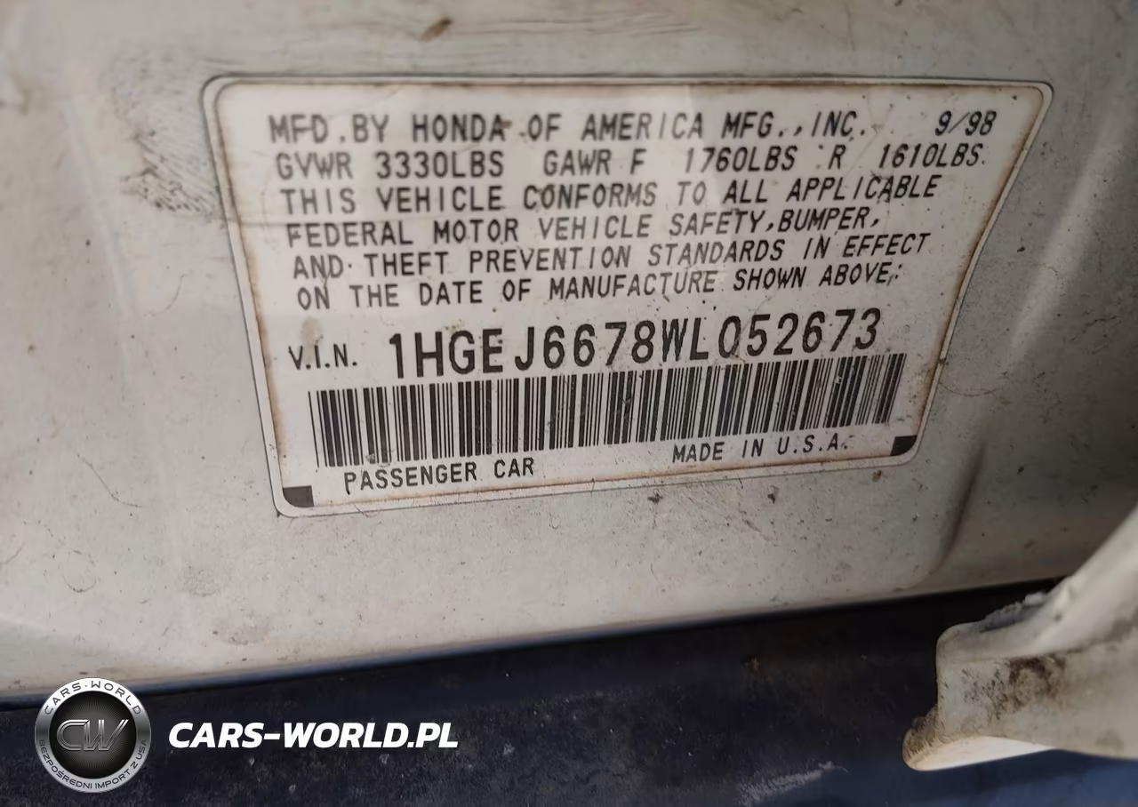 1998 Honda Civic Lx VIN:1HGEJ6678WL052673 - 9
