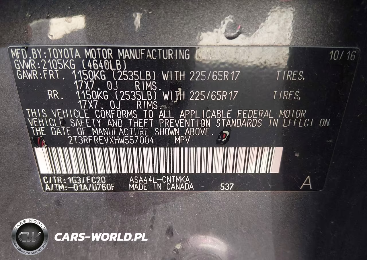 2017 Toyota Rav4 Xle VIN:2T3RFREVXHW557004 - 9