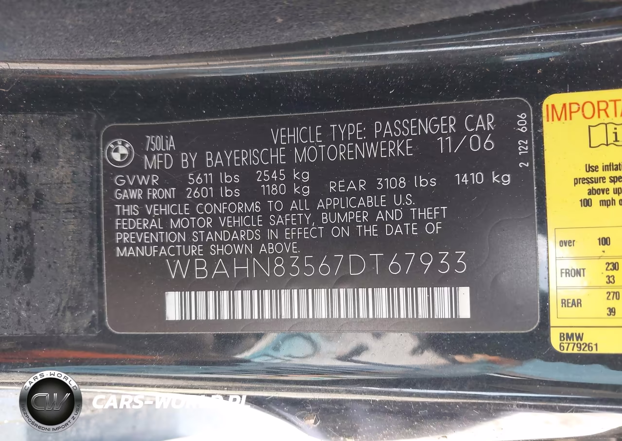 2007 BMW 750Li VIN:WBAHN83567DT67933 - 9