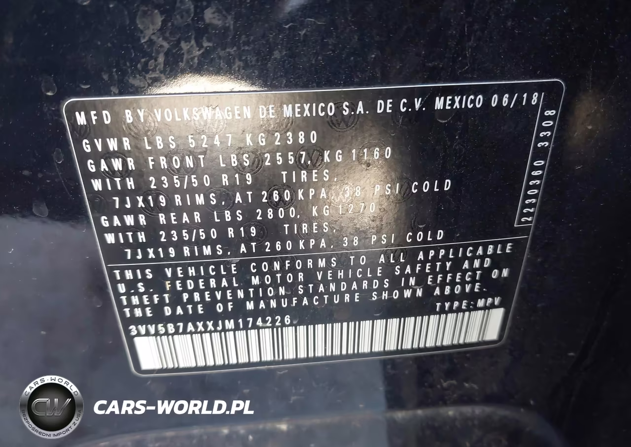 2018 Volkswagen Tiguan 2.0T Sel Premium VIN:3VV5B7AXXJM174226 - 9