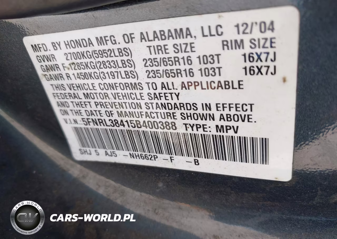2005 Honda Odyssey Ex VIN:5FNRL38415B400388 - 9