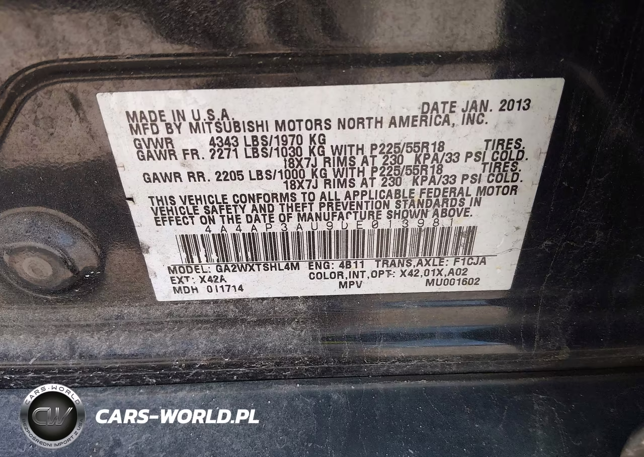 2013 Mitsubishi Outlander Sport Es VIN:4A4AP3AU9DE013981 - 9