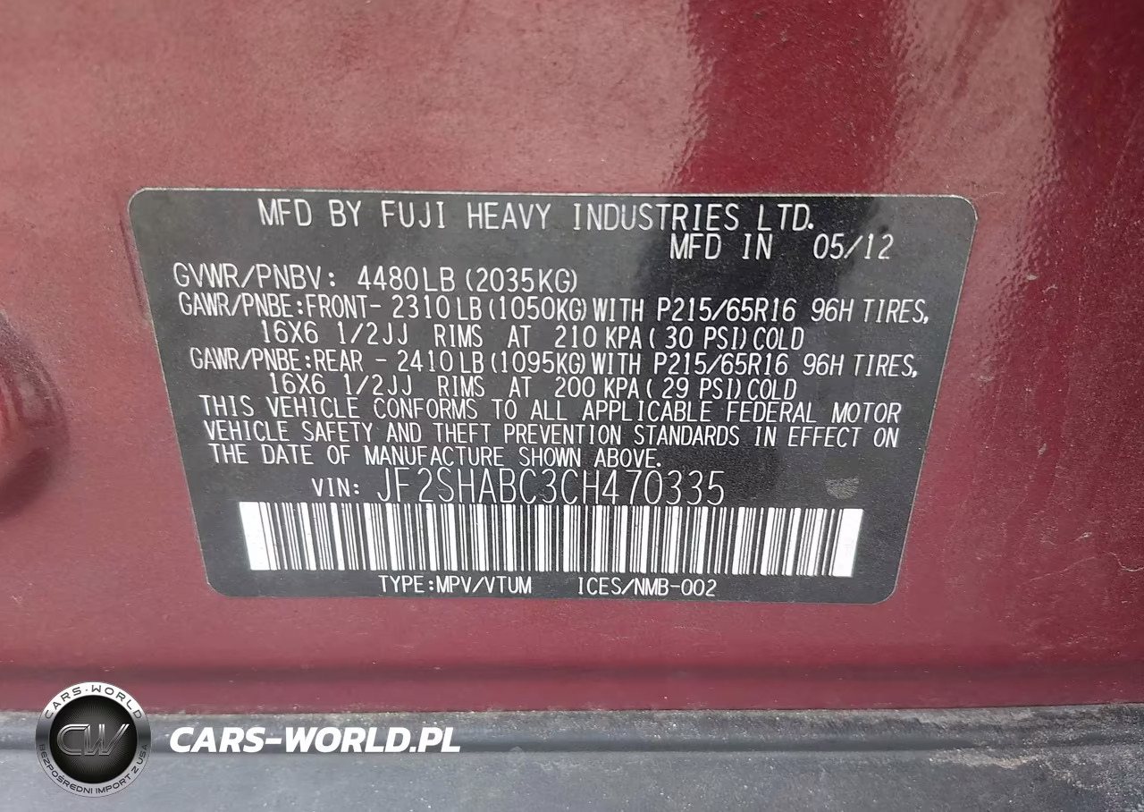 2012 Subaru Forester 2.5X VIN:JF2SHABC3CH470335 - 9