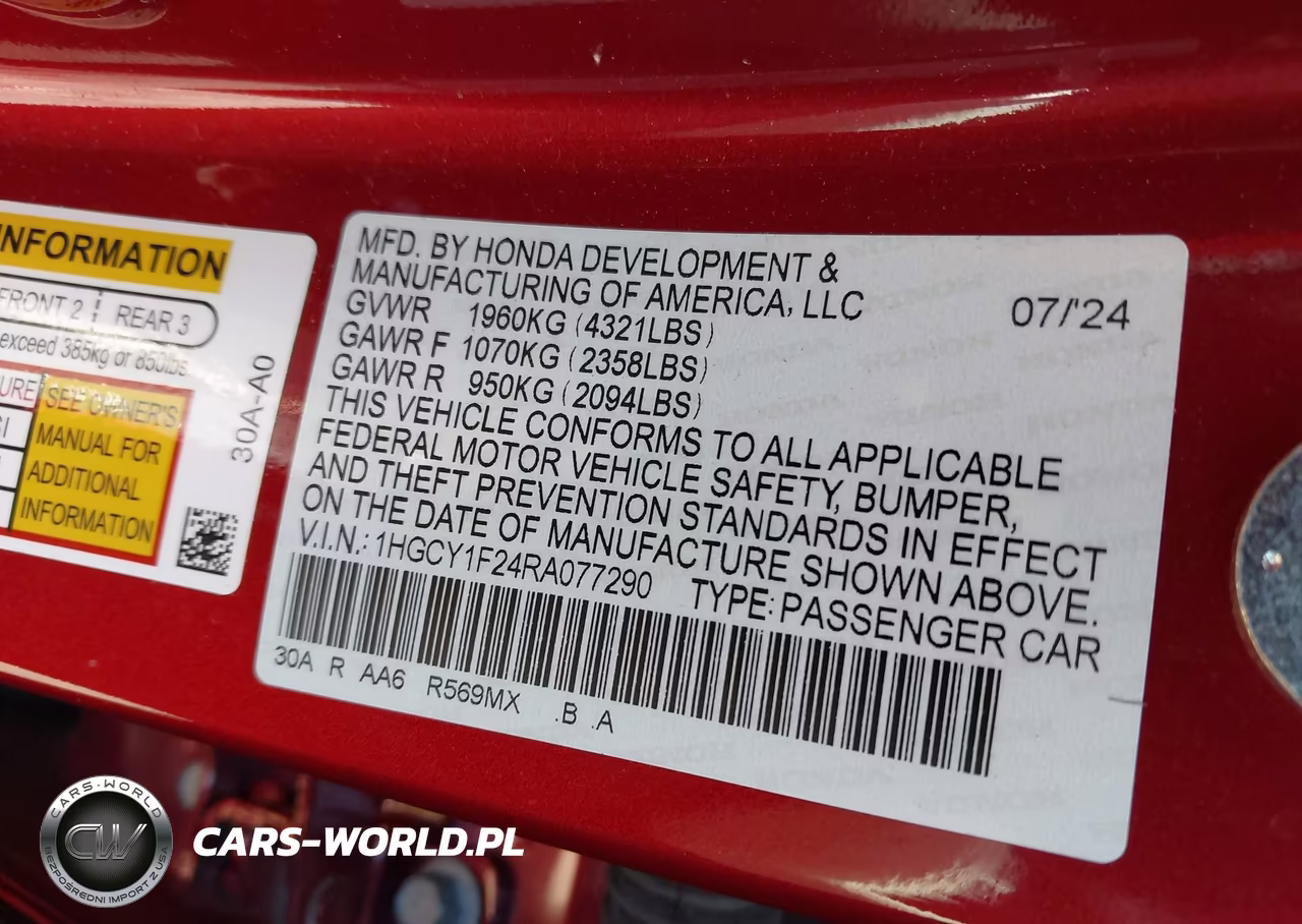 2024 Honda Accord Lx VIN:1HGCY1F24RA077290 - 9