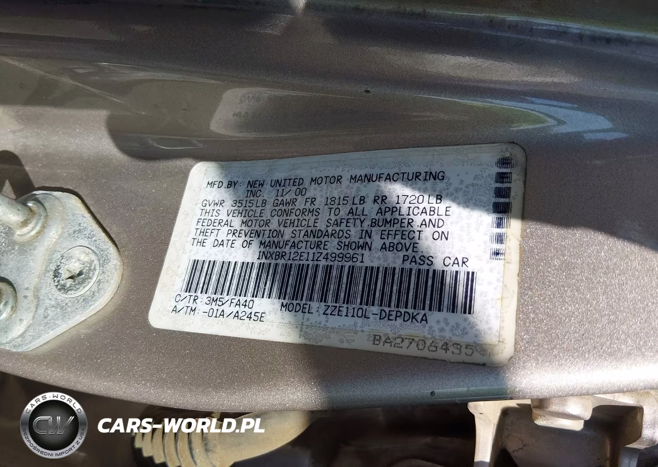 2001 Toyota Corolla Le VIN:1NXBR12E11Z499961 - 9