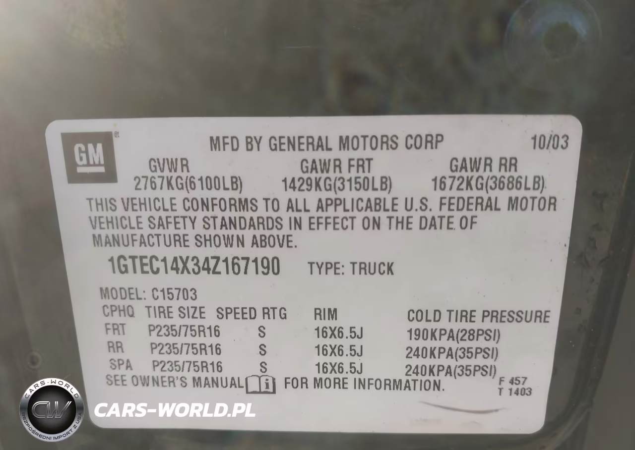2004 GMC Sierra 1500 VIN:1GTEC14X34Z167190 - 9
