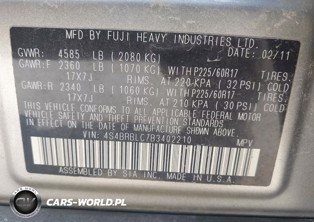 2011 Subaru Outback 2.5I Limited VIN:4S4BRBLC7B3402210 - 9