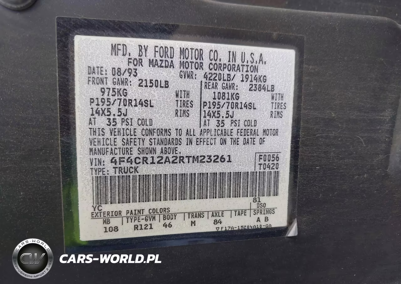 1994 Mazda B2300 VIN:4F4CR12A2RTM23261 - 9