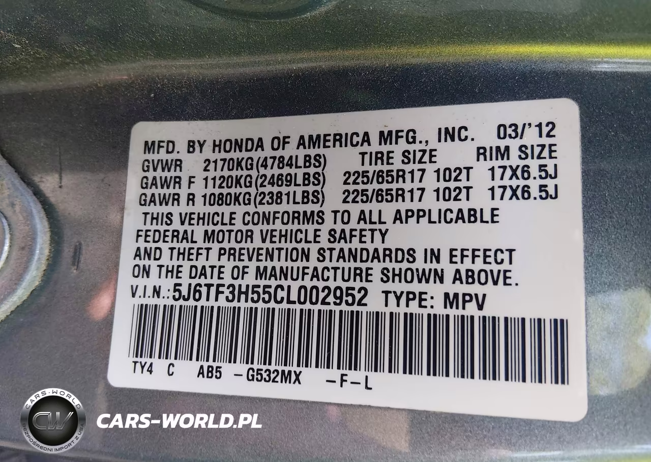 2012 Honda Crosstour 2.4 Ex-L VIN:5J6TF3H55CL002952 - 9