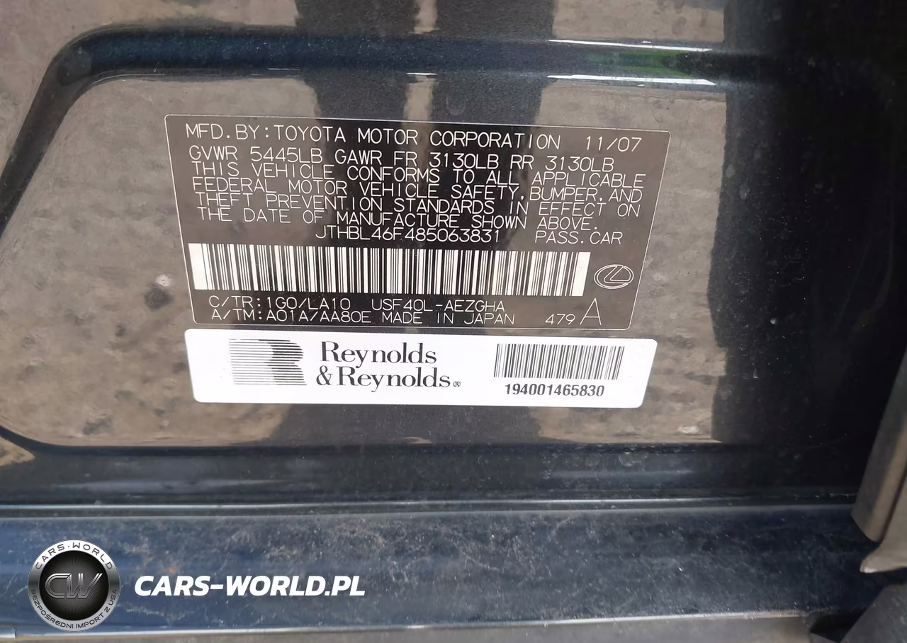 2008 Lexus Ls 460 VIN:JTHBL46F485063831 - 9