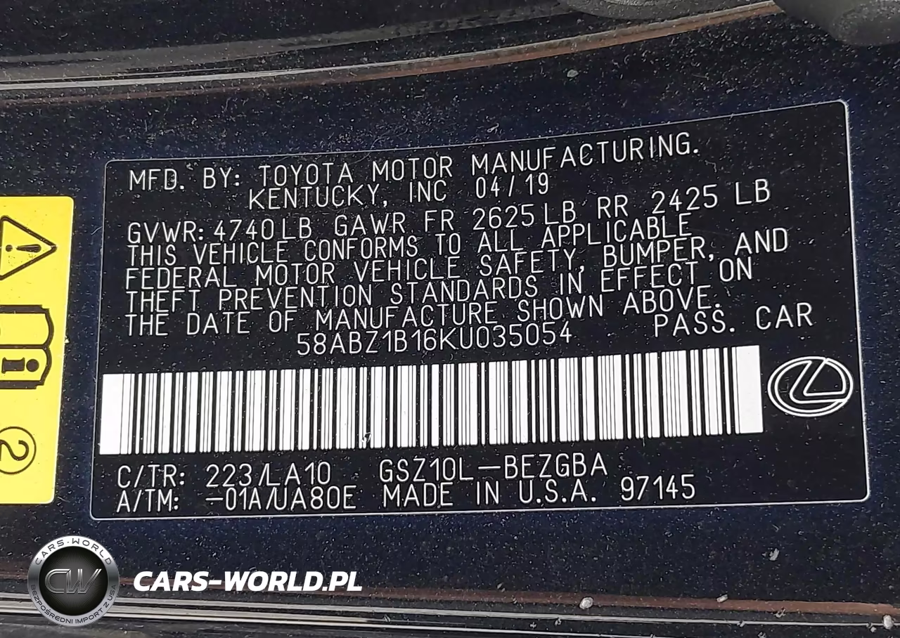 2019 Lexus Es 350 VIN:58ABZ1B16KU035054 - 9