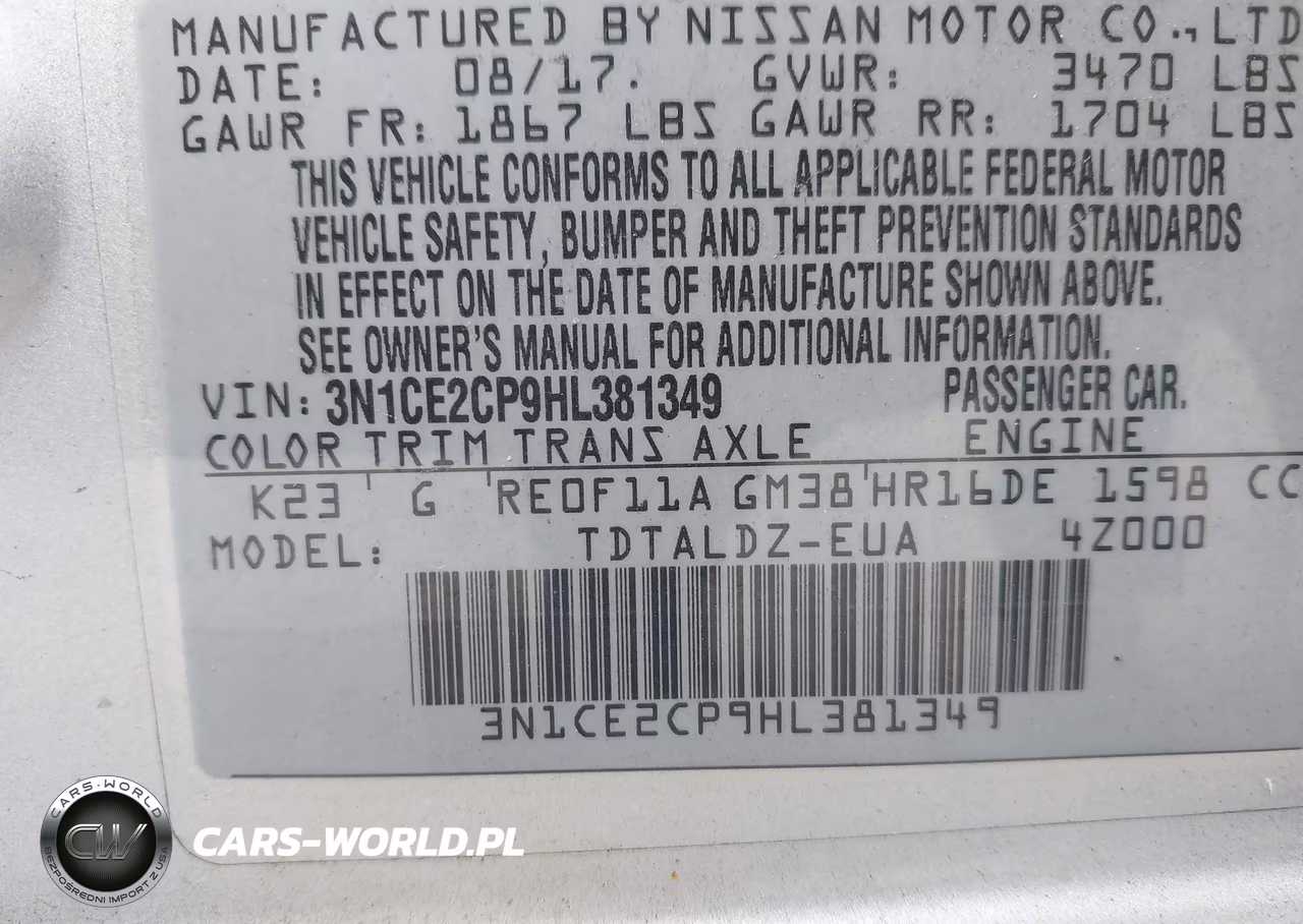 2017 Nissan Versa Note Sv VIN:3N1CE2CP9HL381349 - 9