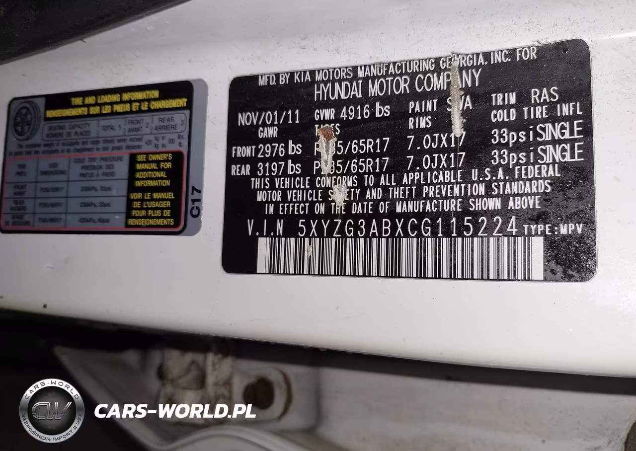 2012 Hyundai Santa Fe Gls VIN:5XYZG3ABXCG115224 - 9