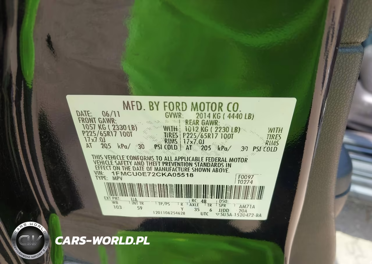 2012 Ford Escape Limited VIN:1FMCU0E72CKA05518 - 9