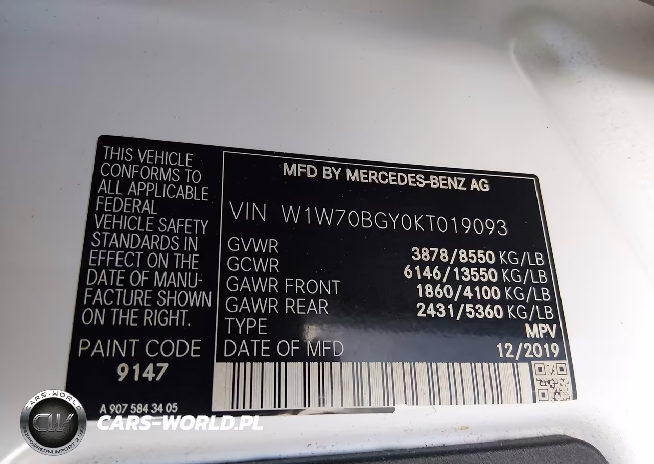 2019 Mercedes-Benz Sprinter 1500 Standard Roof I4 VIN:W1W70BGY0KT019093 - 9