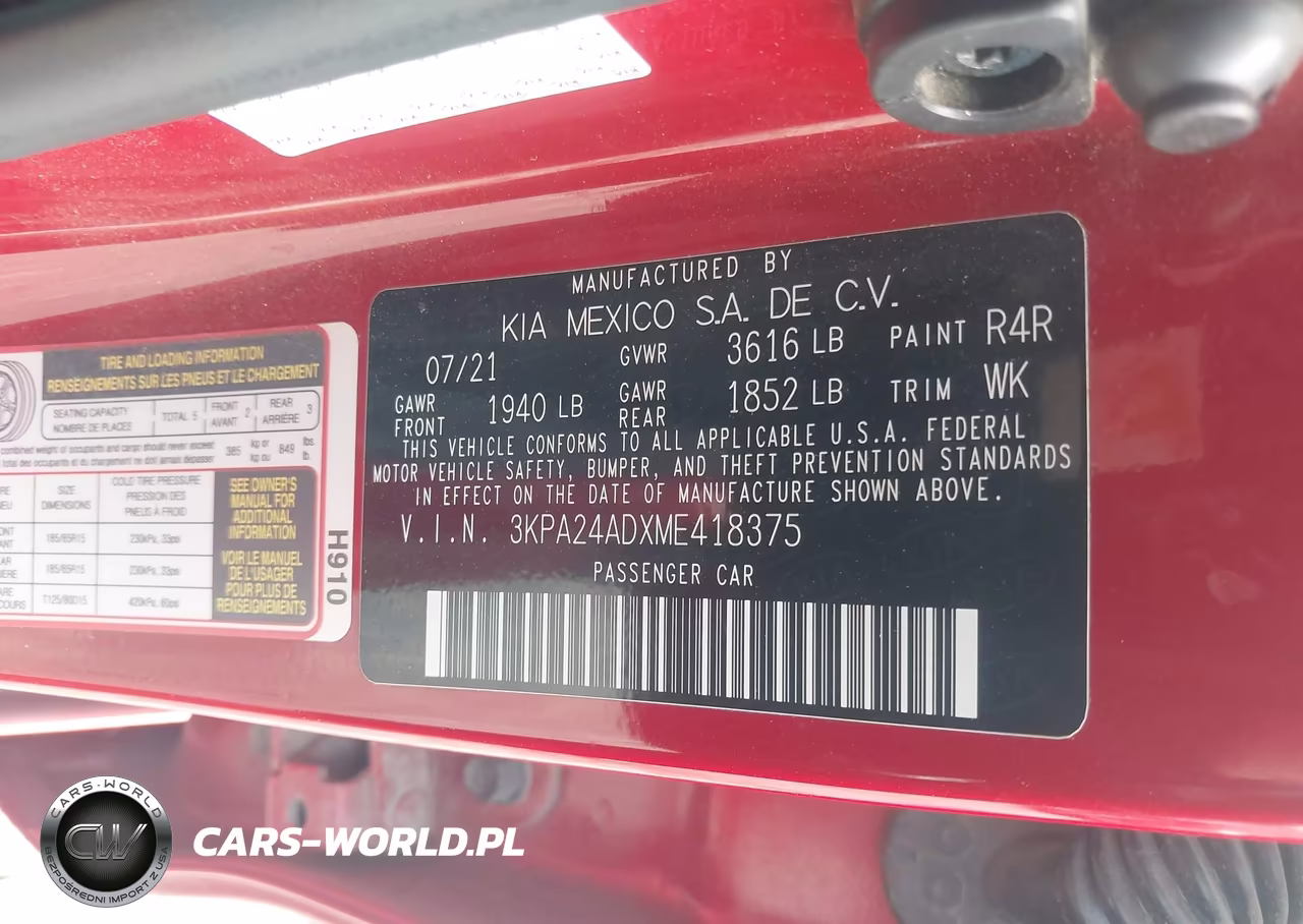 2021 Kia Rio S VIN:3KPA24ADXME418375 - 9