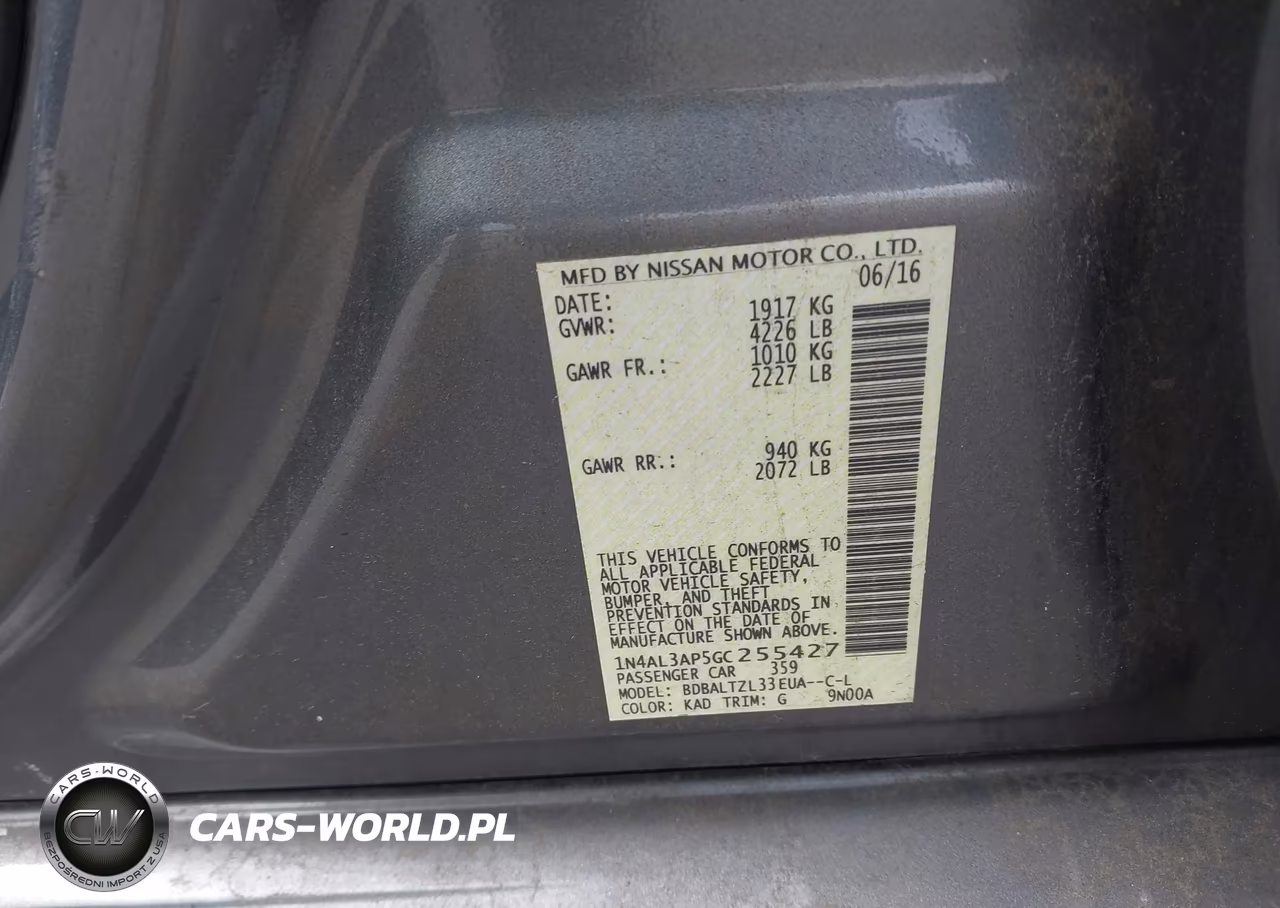 2016 Nissan Altima 2.5 Sl VIN:1N4AL3AP5GC255427 - 9