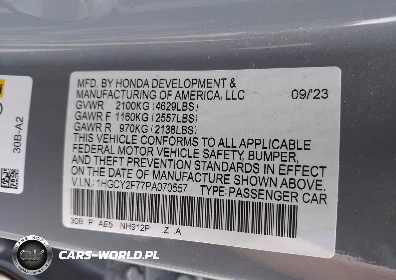 2023 Honda Accord Hybrid Sport-L VIN:1HGCY2F77PA070557 - 9