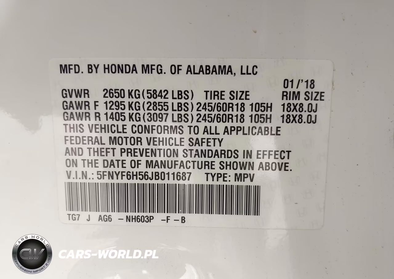 2018 Honda Pilot Ex-L VIN:5FNYF6H56JB011687 - 9