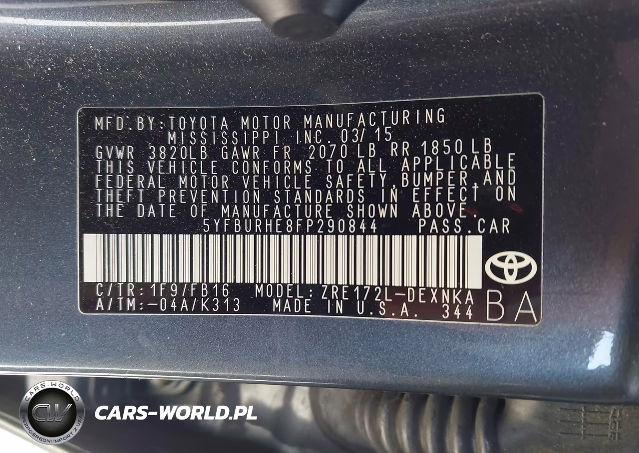 2015 Toyota Corolla Le VIN:5YFBURHE8FP290844 - 9