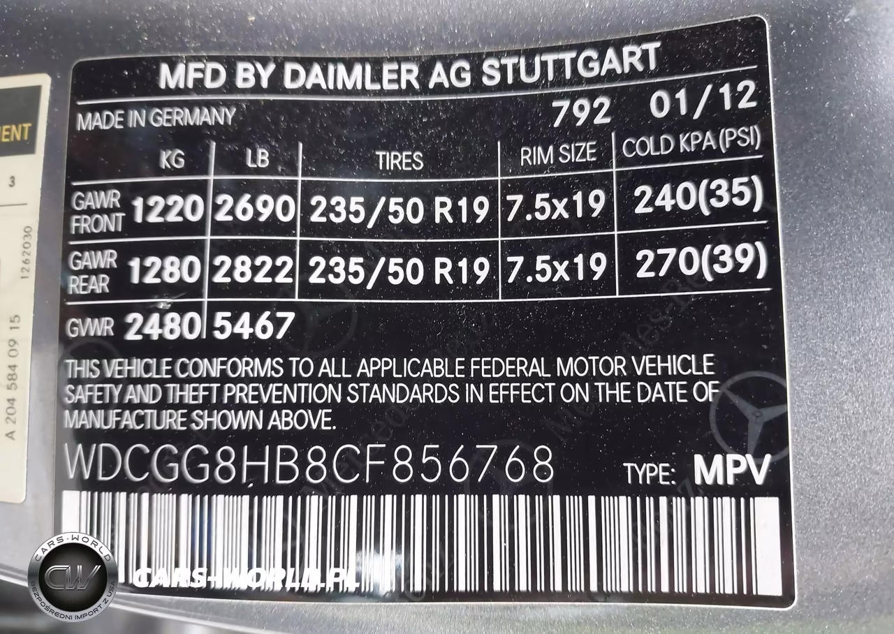 2012 Mercedes-Benz Glk 350 4Matic VIN:WDCGG8HB8CF856768 - 9