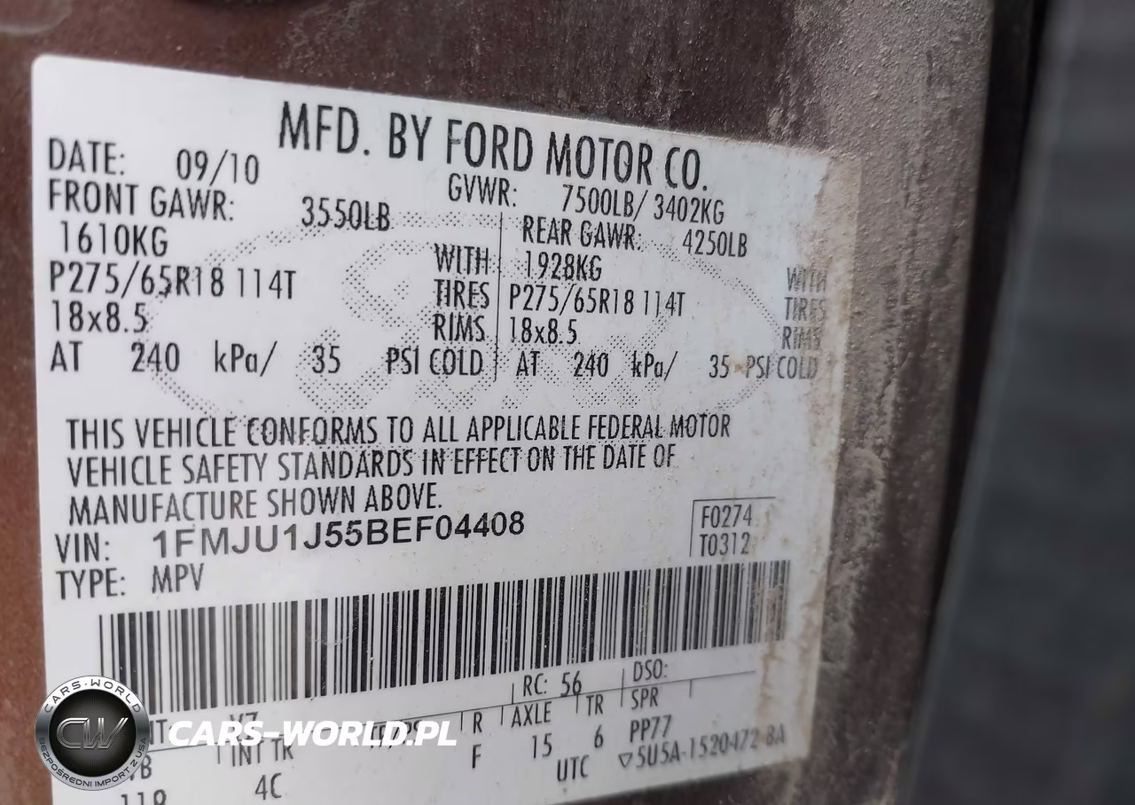 2011 Ford Expedition Xlt VIN:1FMJU1J55BEF04408 - 9