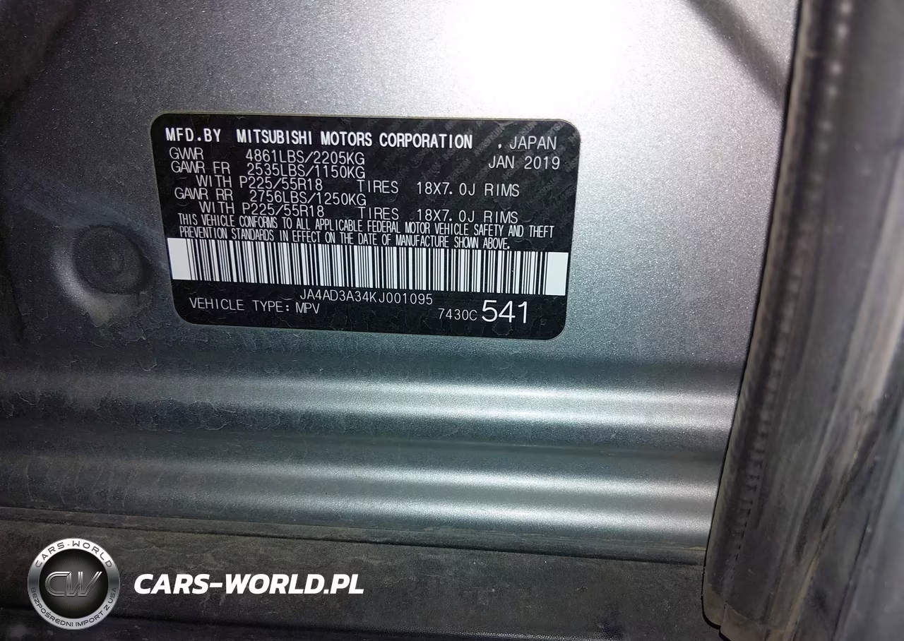 2019 Mitsubishi Outlander Sel VIN:JA4AD3A34KJ001095 - 9