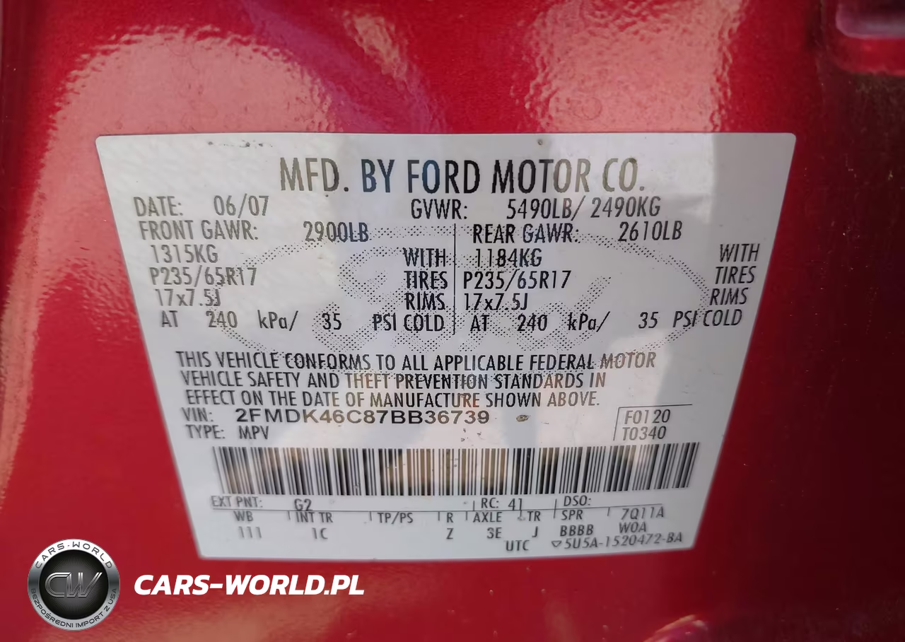 2007 Ford Edge Se VIN:2FMDK46C87BB36739 - 9