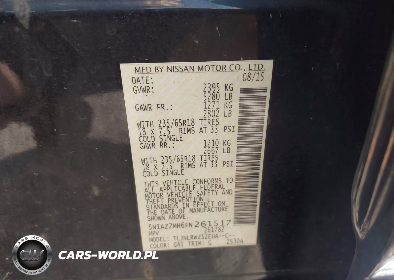 2015 Nissan Murano Sl VIN:5N1AZ2MH6FN261517 - 9