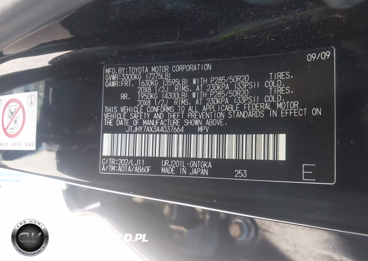 2010 Lexus Lx 570 VIN:JTJHY7AX3A4037664 - 9