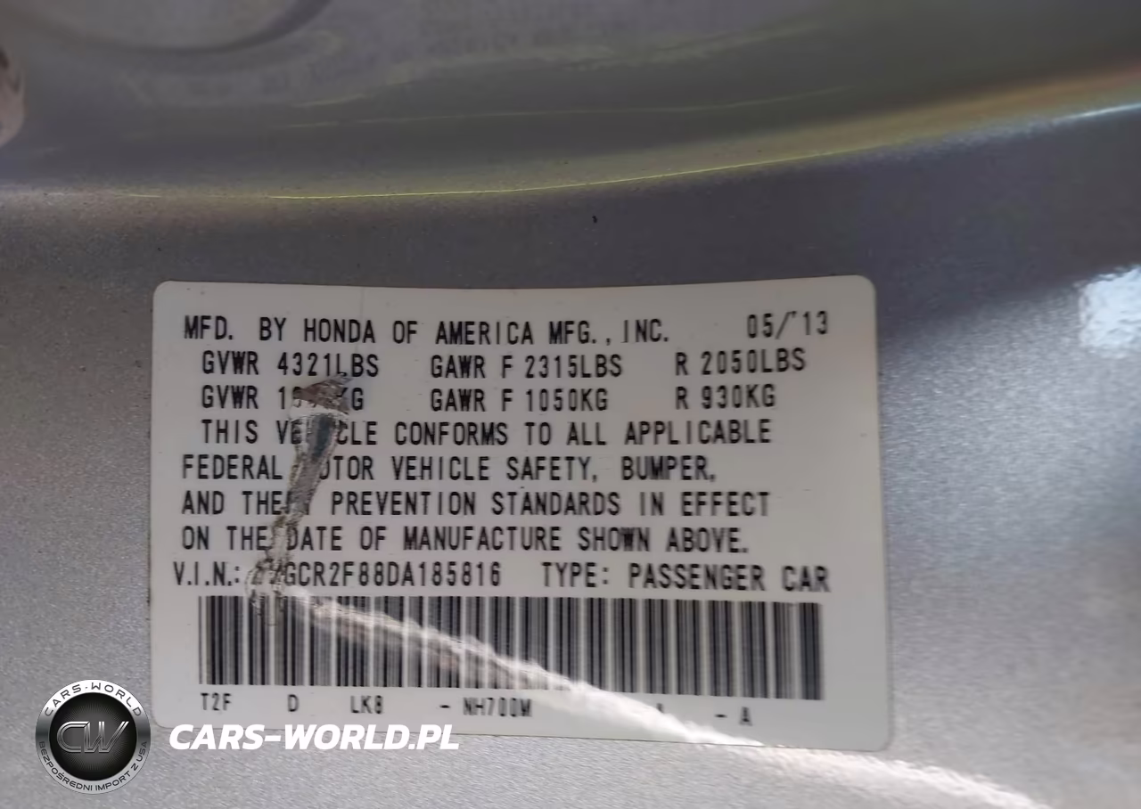 2013 Honda Accord Ex-L VIN:1HGCR2F88DA185816 - 9