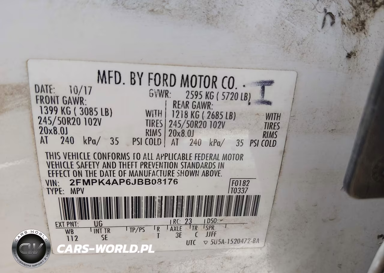 2018 Ford Edge Sport VIN:2FMPK4AP6JBB08176 - 9