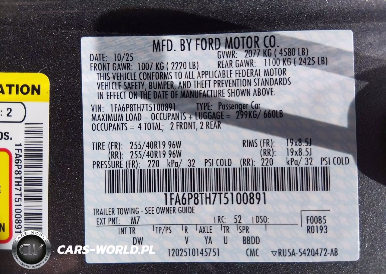 2026 Ford Mustang Ecoboost Fastback VIN:1FA6P8TH7T5100891 - 9