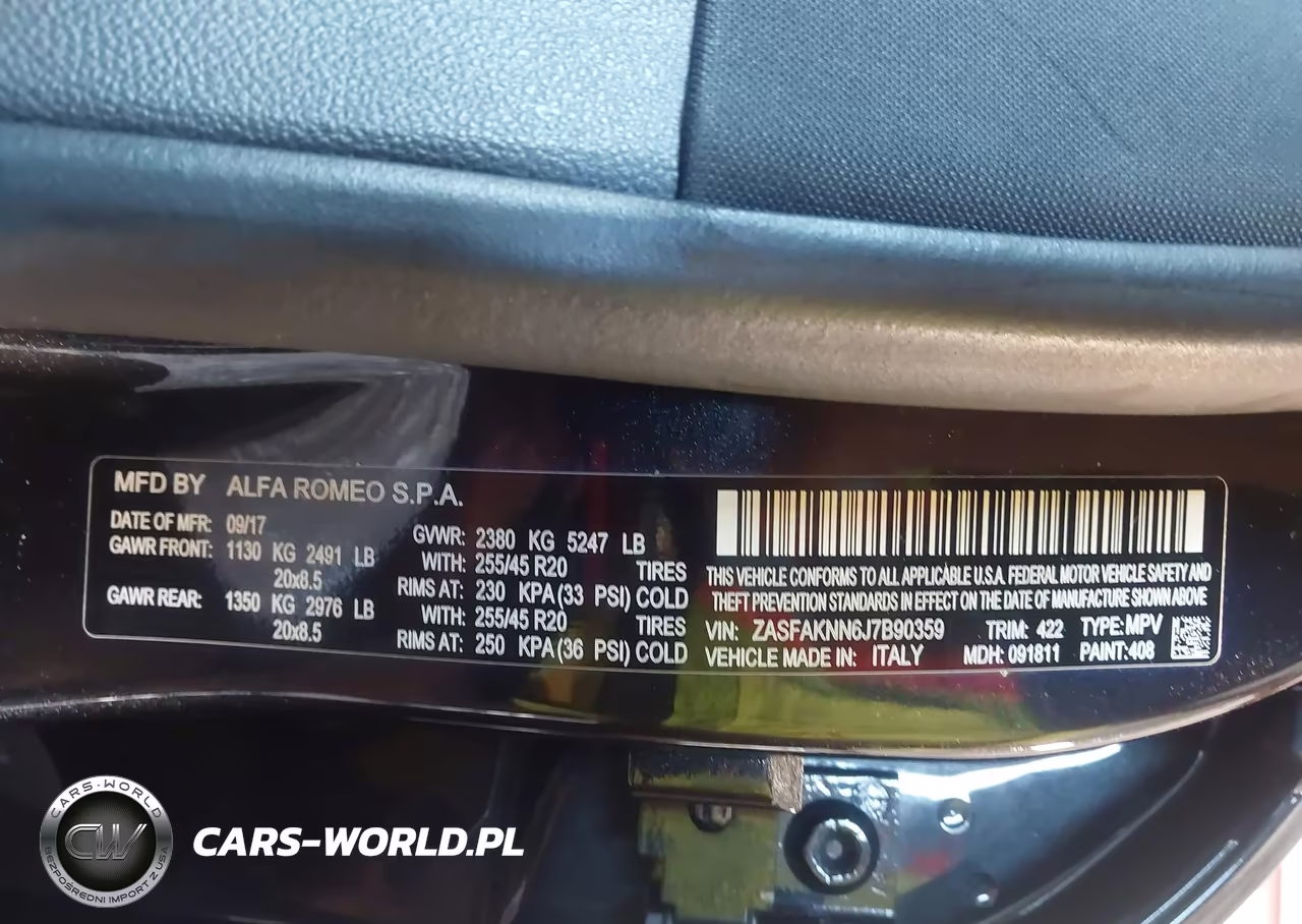 2018 Alfa Romeo Stelvio Ti Sport Awd VIN:ZASFAKNN6J7B90359 - 9