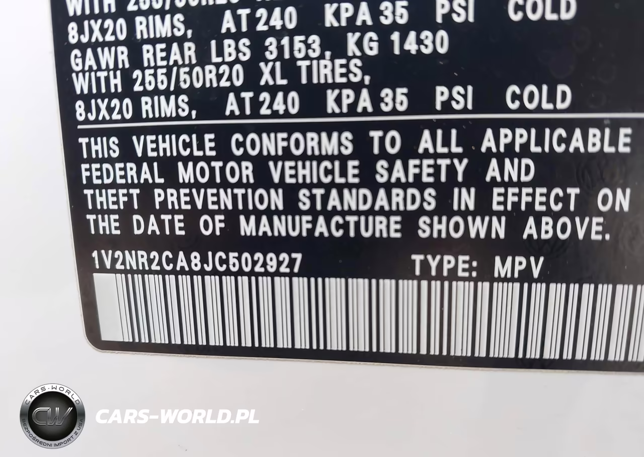 2018 Volkswagen Atlas 3.6L V6 Sel Premium VIN:1V2NR2CA8JC502927 - 9