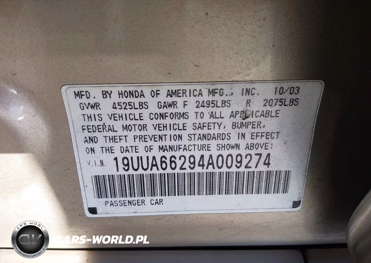 2004 Acura Tl VIN:19UUA66294A009274 - 9