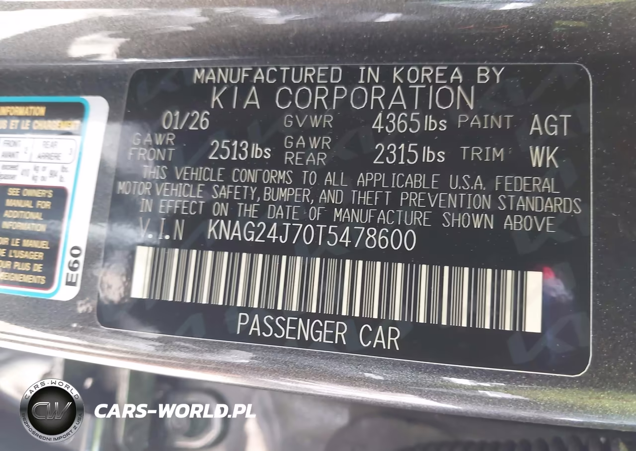 2026 Kia K5 Lxs Fwd VIN:KNAG24J70T5478600 - 9