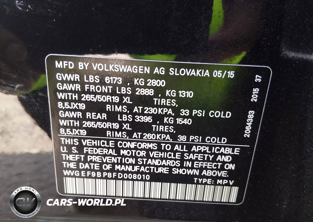 2015 Volkswagen Touareg V6 Lux VIN:WVGEF9BP8FD008010 - 9