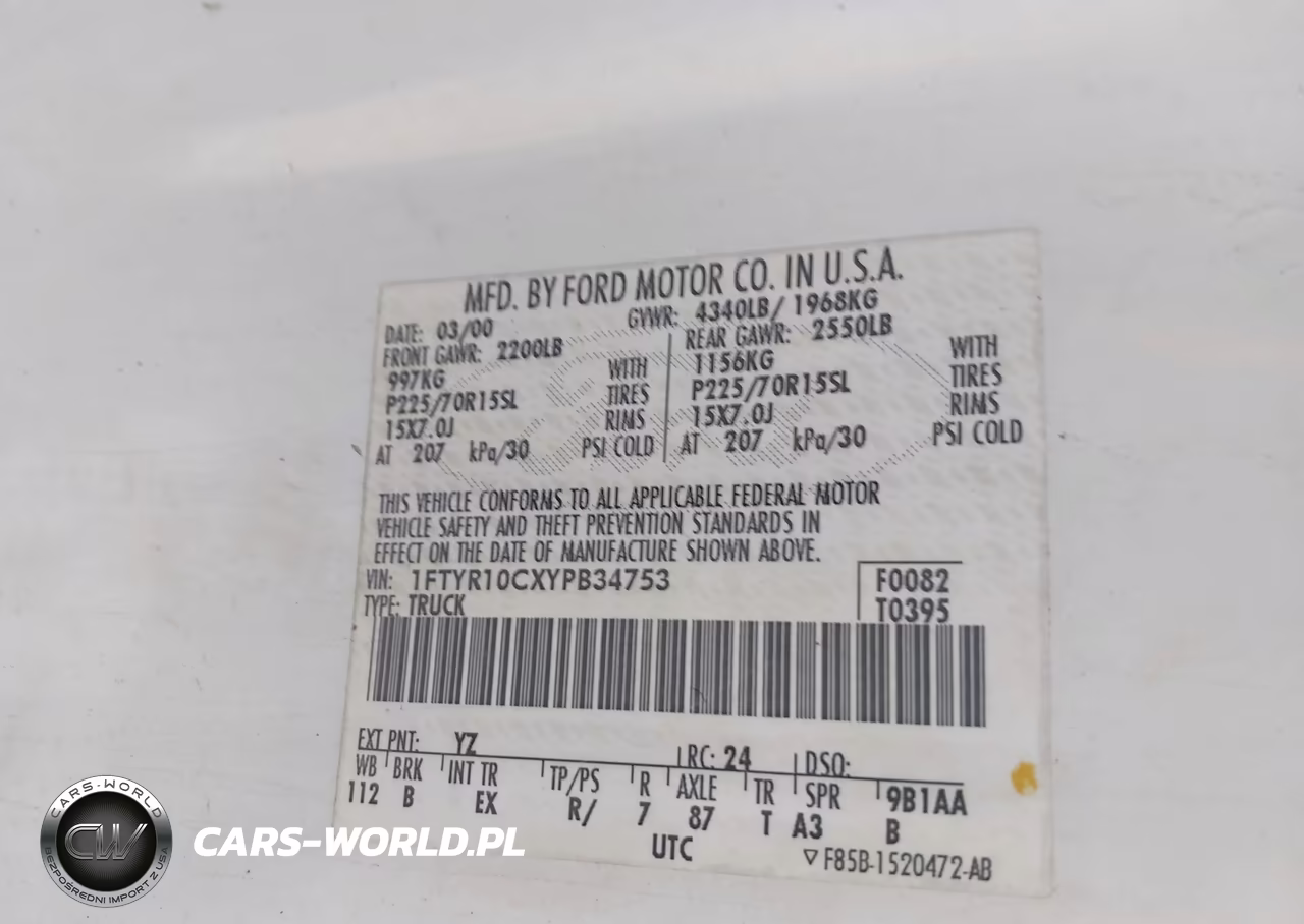 2000 Ford Ranger Xl-Xlt VIN:1FTYR10CXYPB34753 - 9
