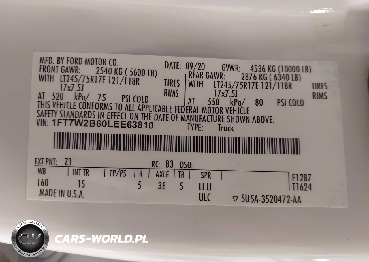 2020 Ford F-250 Xl VIN:1FT7W2B60LEE63810 - 9