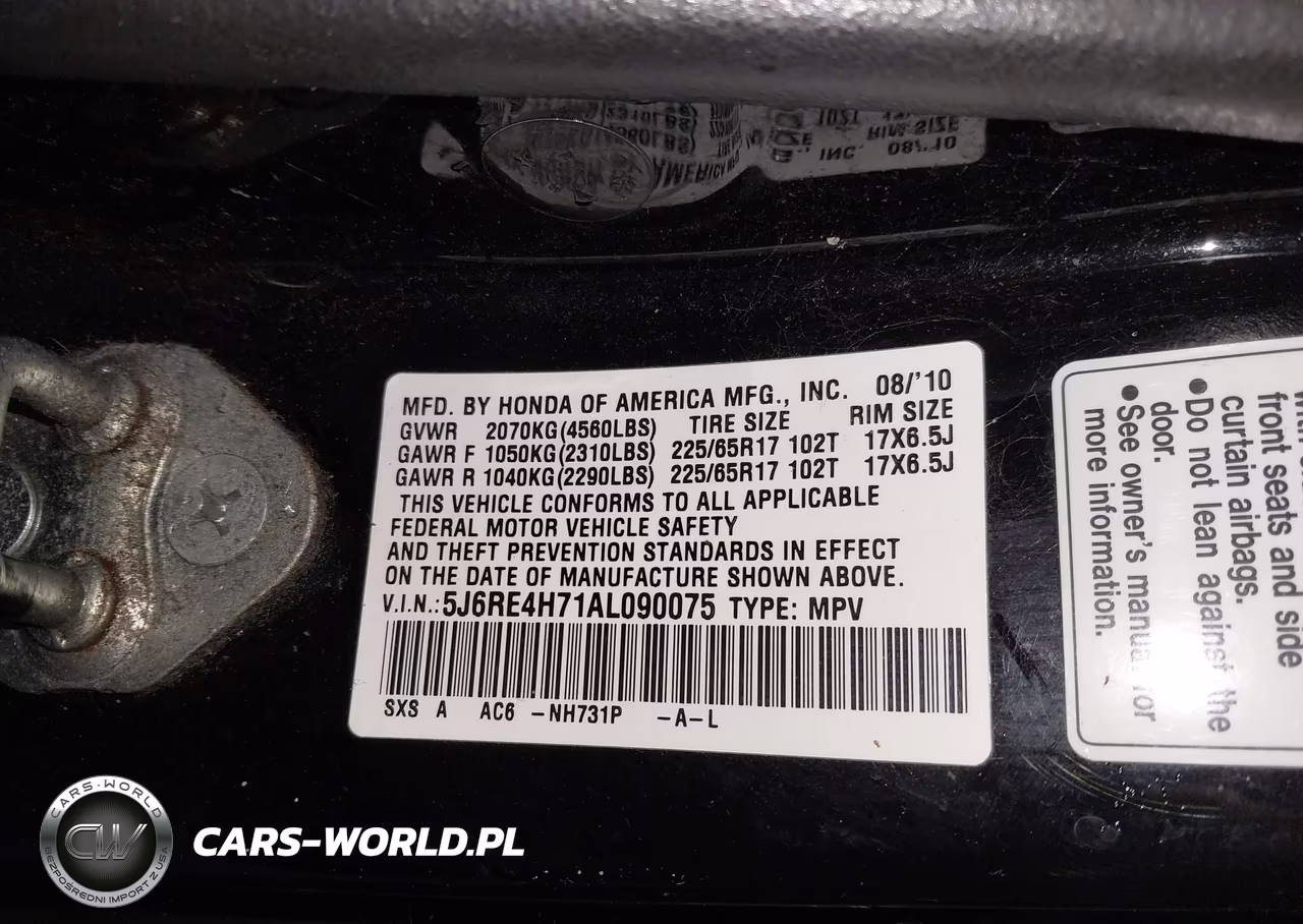 2010 Honda Cr-V Ex-L VIN:5J6RE4H71AL090075 - 9