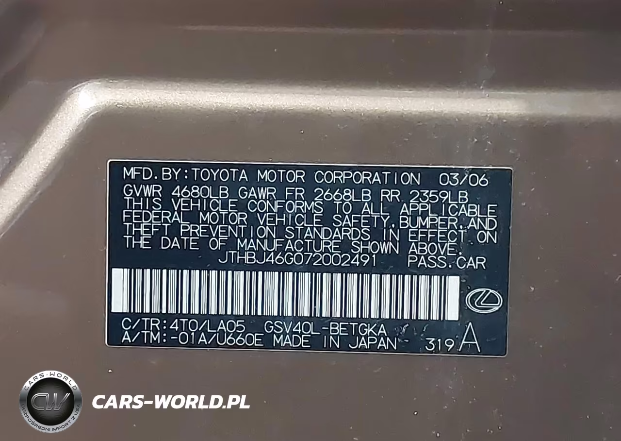 2007 Lexus Es 350 VIN:JTHBJ46G072002491 - 9