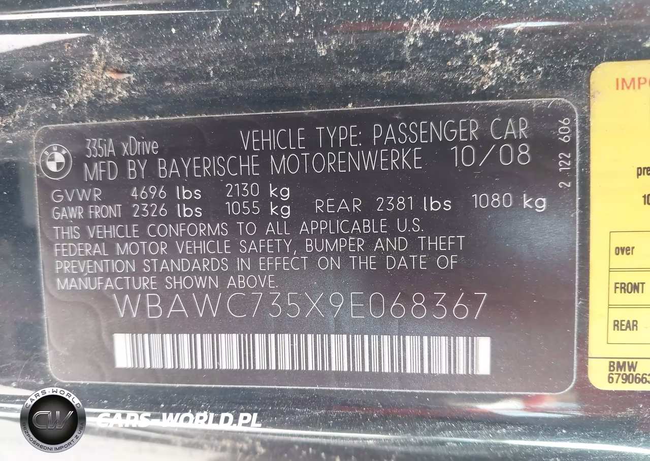 2009 BMW 335I xDrive VIN:WBAWC735X9E068367 - 9