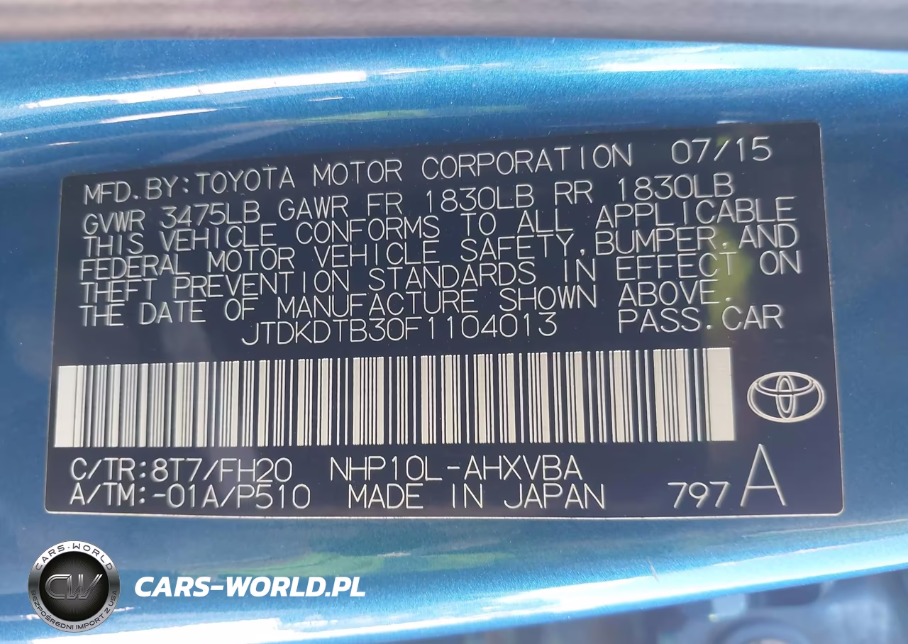 2015 Toyota Prius C One VIN:JTDKDTB30F1104013 - 9