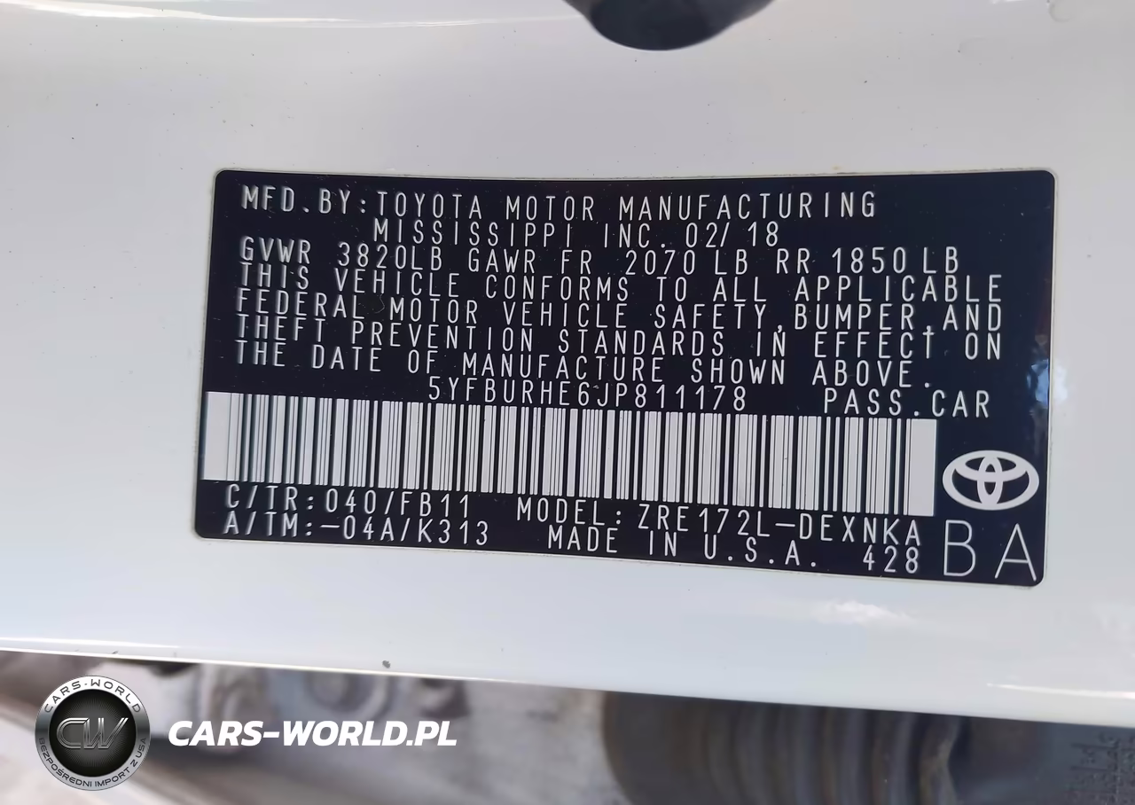 2018 Toyota Corolla Le VIN:5YFBURHE6JP811178 - 9