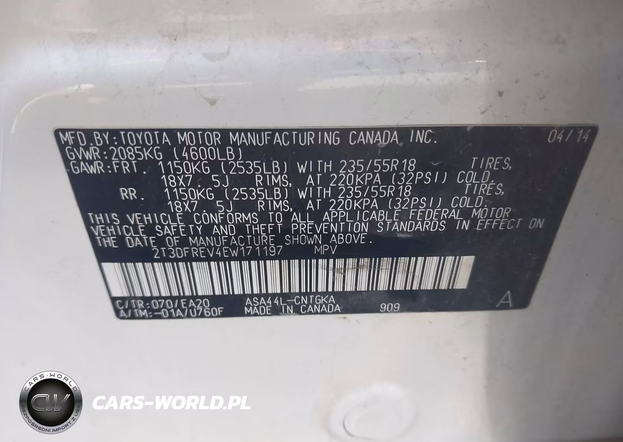 2014 Toyota Rav4 Limited VIN:2T3DFREV4EW171197 - 9
