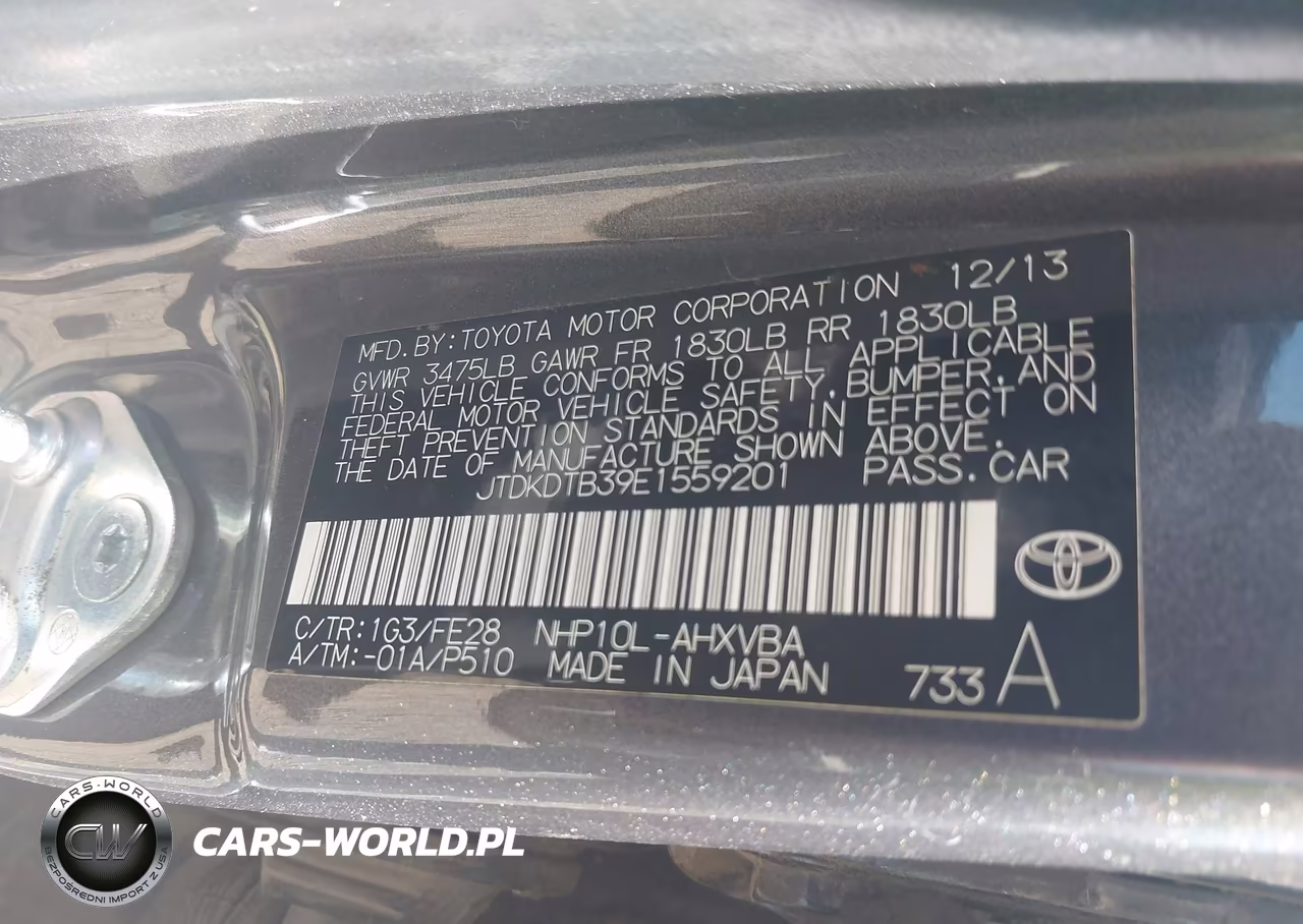 2014 Toyota Prius C One VIN:JTDKDTB39E1559201 - 9